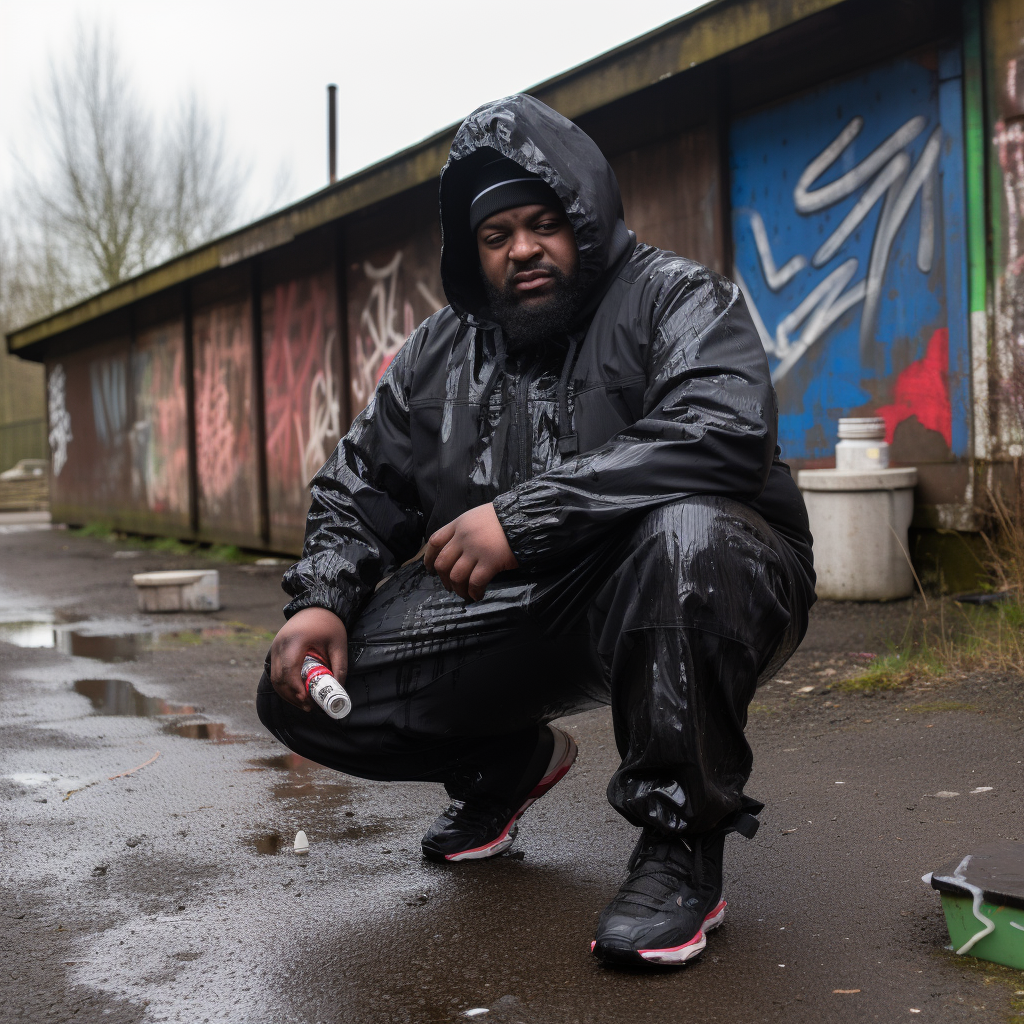 Graffiti artist with spray can