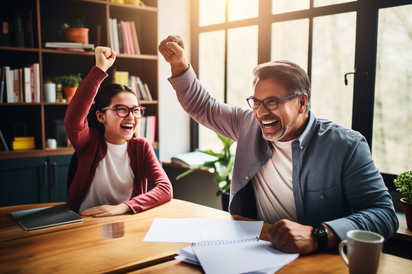 Father and Daughter High-Fiving with Pride