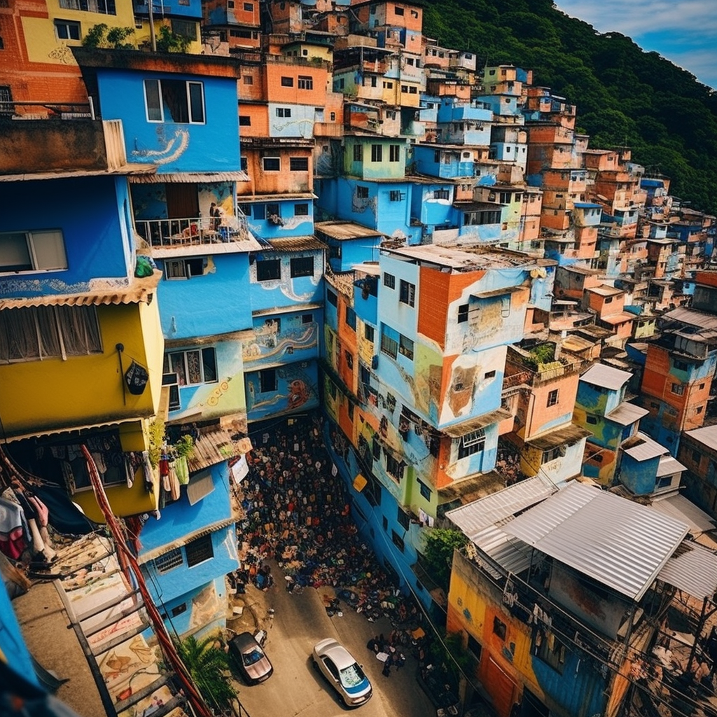 Children in Brazilian Favela Amidst Sewage Problems