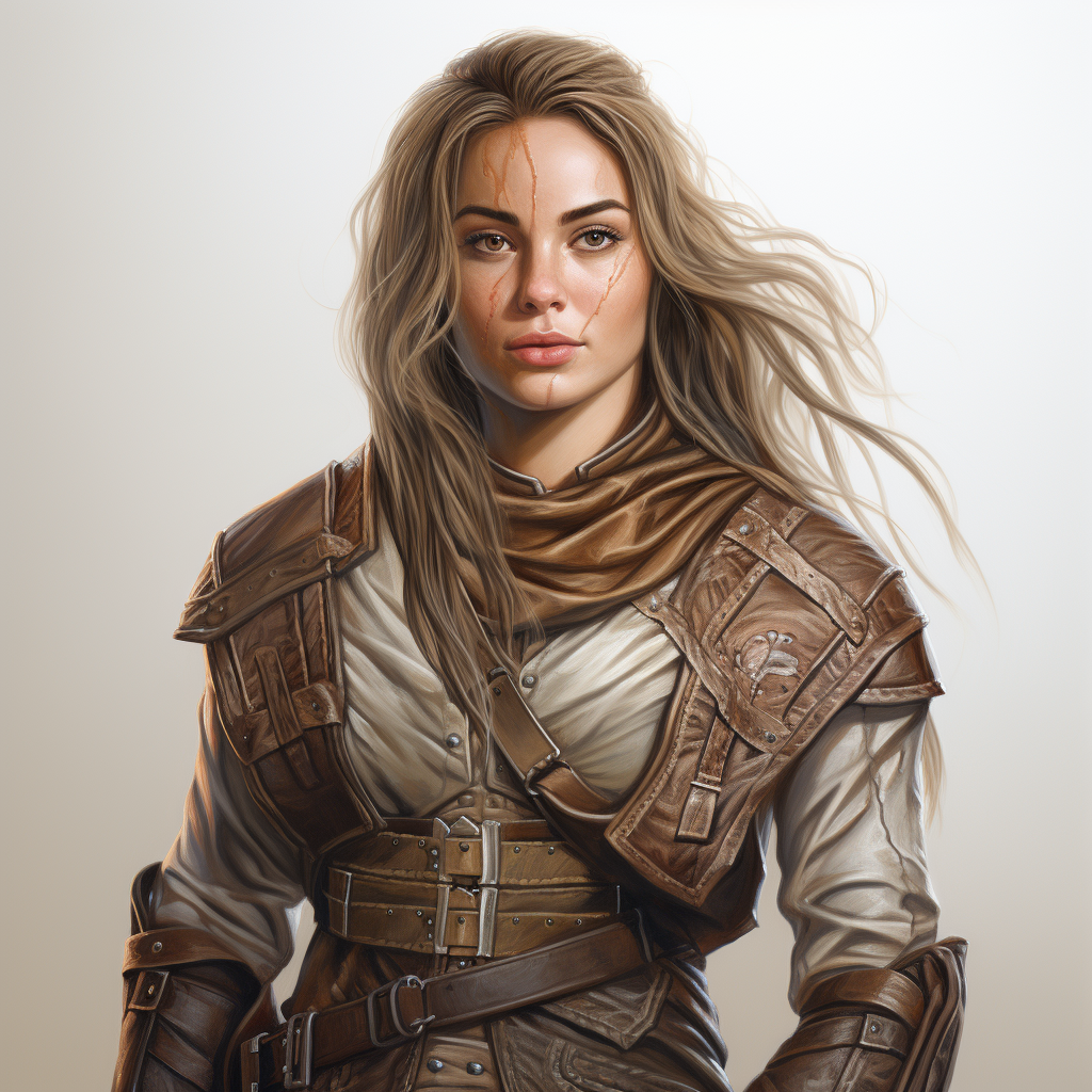 Female fantasy rogue thief white background portrait