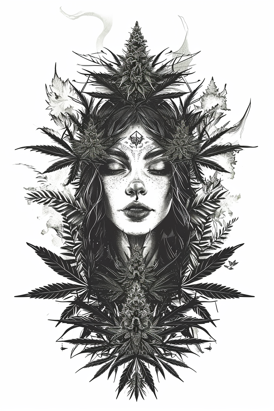 Female embodying marijuana and cannabis