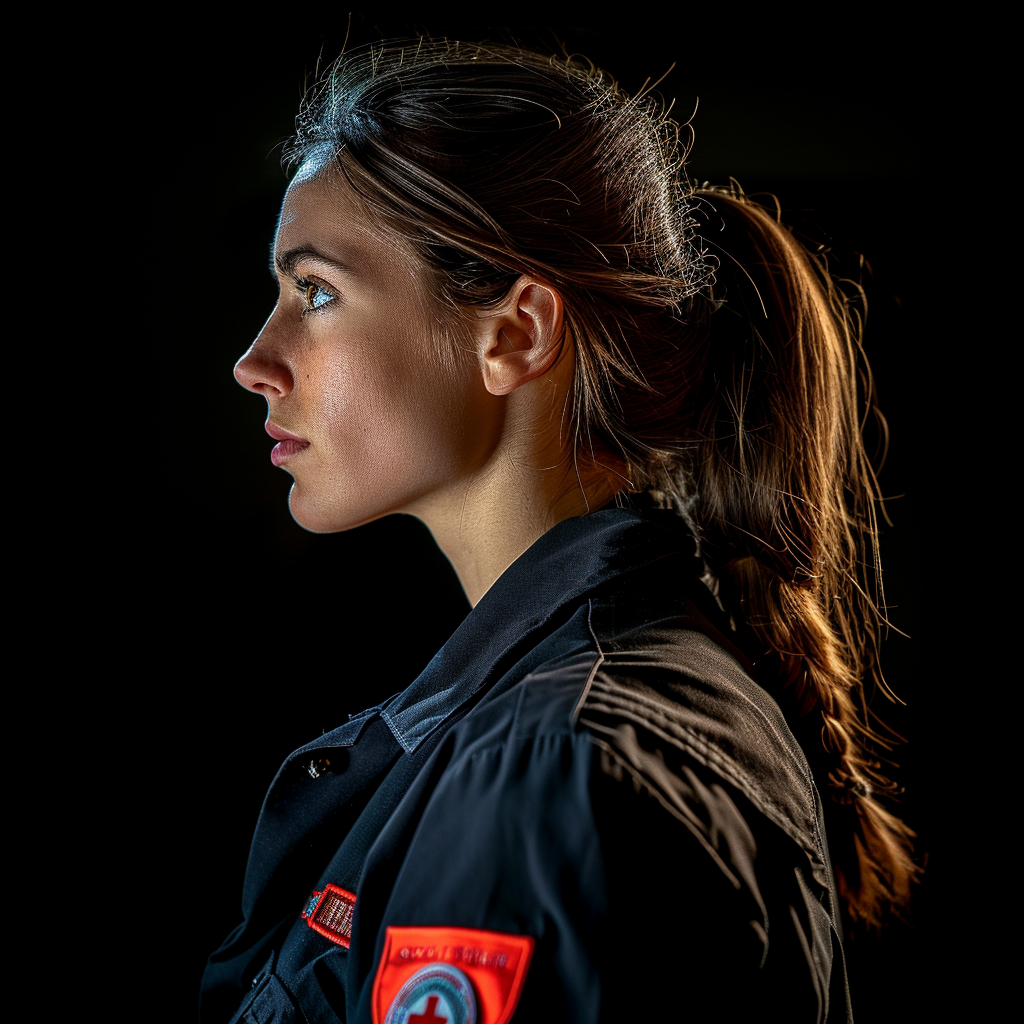 Female EMT in uniform profile