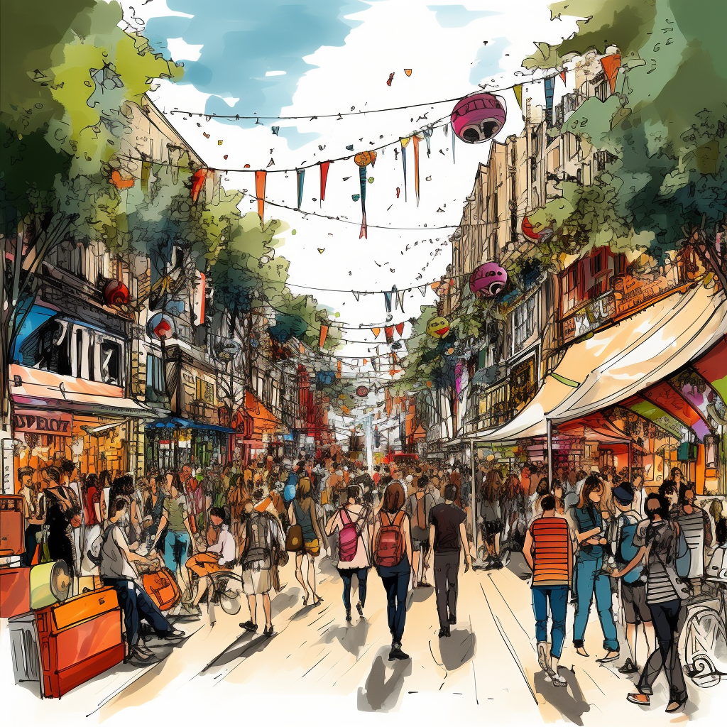 Vibrant festival streets design