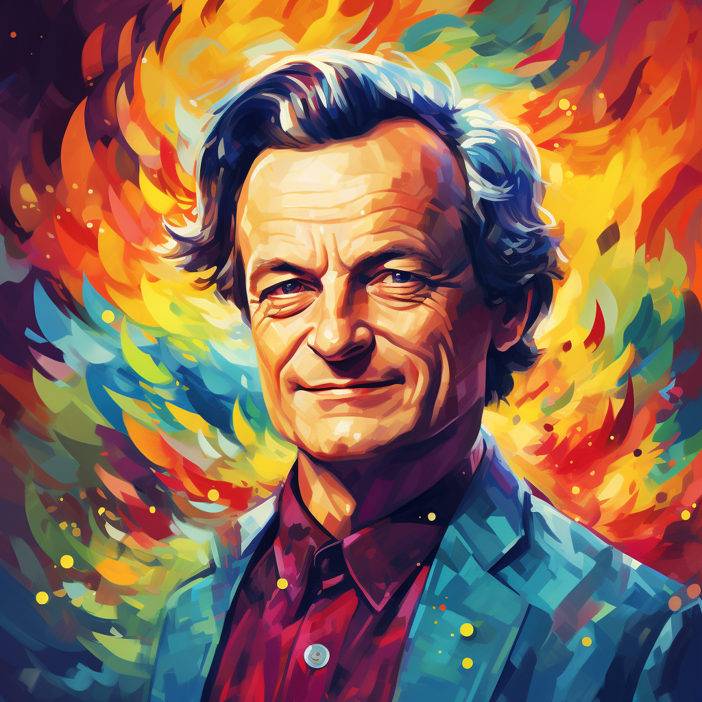 Richard Feynman profile avatar with stylized realism