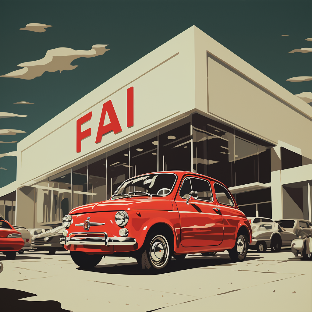 Fiat showroom with car in front