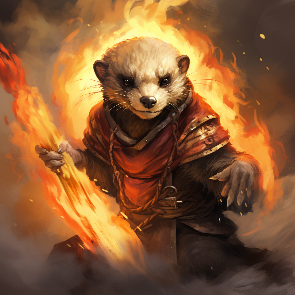 Fiery ferret in pathfinder style