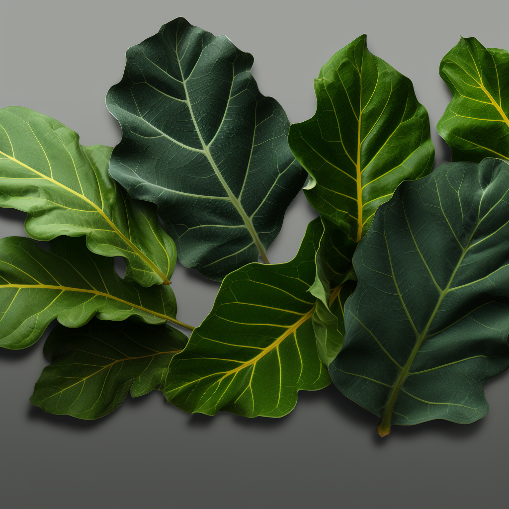 Collage of photorealistic fig leaves