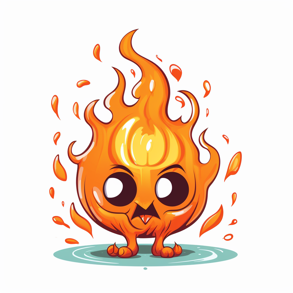 Vibrant fire cartoon design on white background