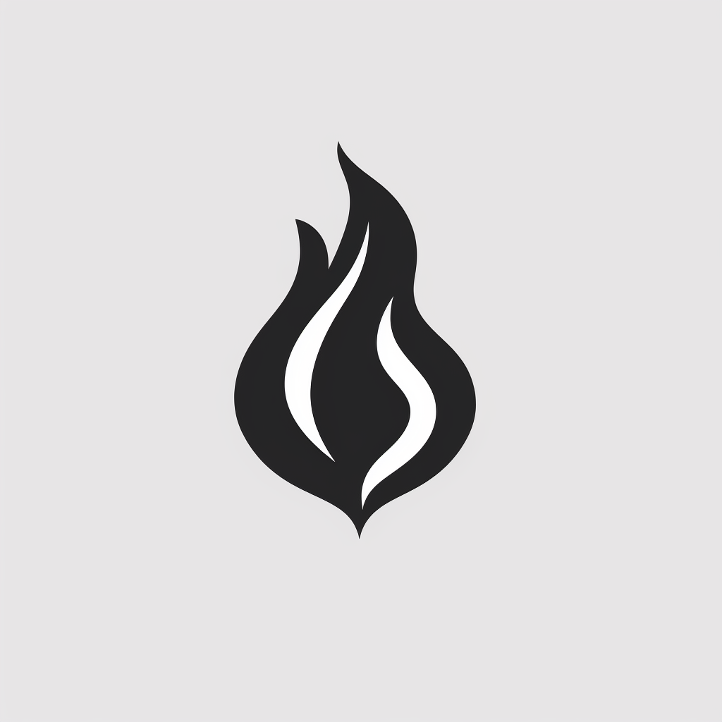 Simple Black and White Fire Logo