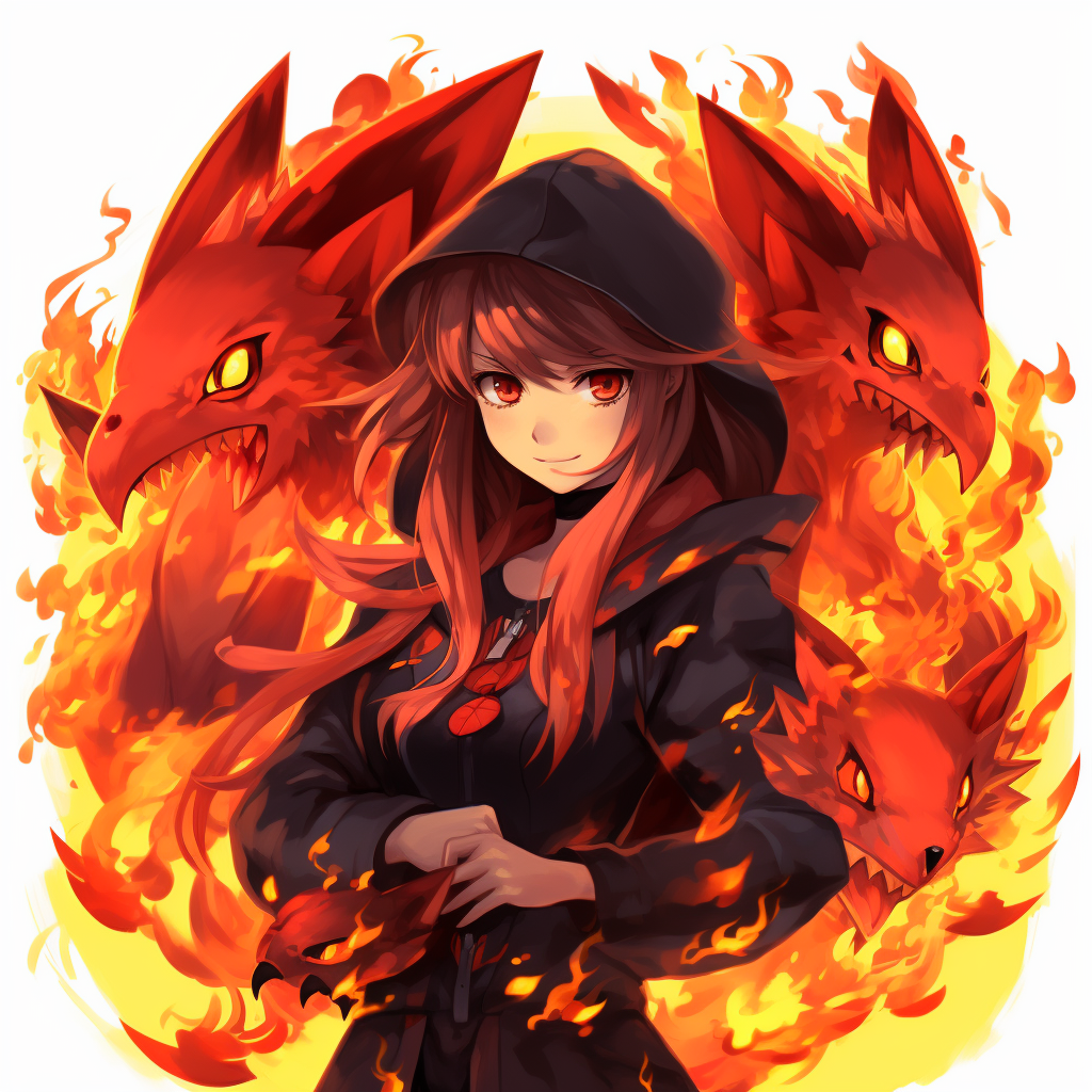 Adult fire type Pokemon trainer