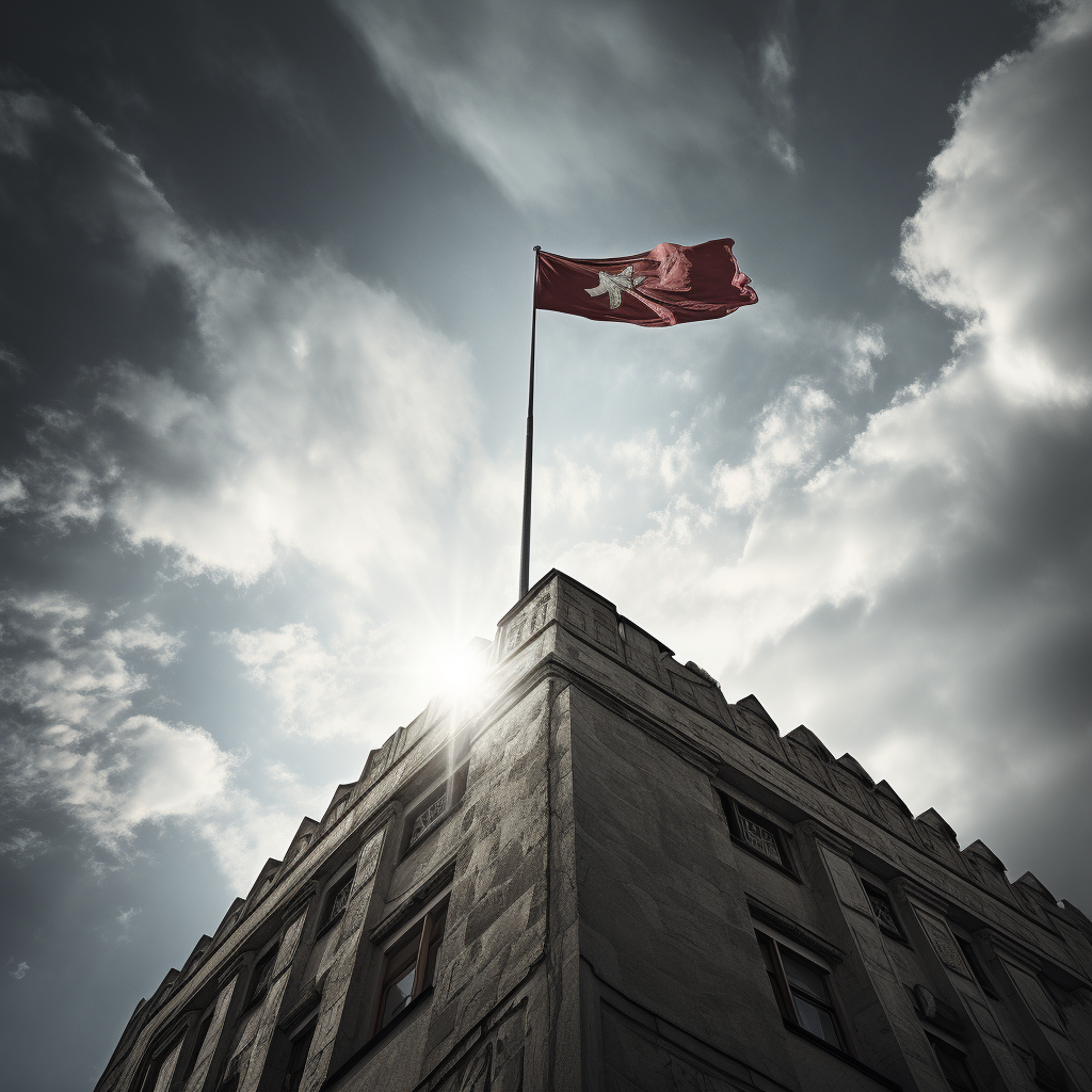 Majestic flag on building view