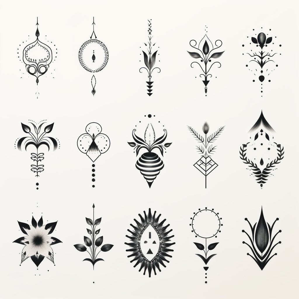 Flash sheet ornamental style tattoo in black and white