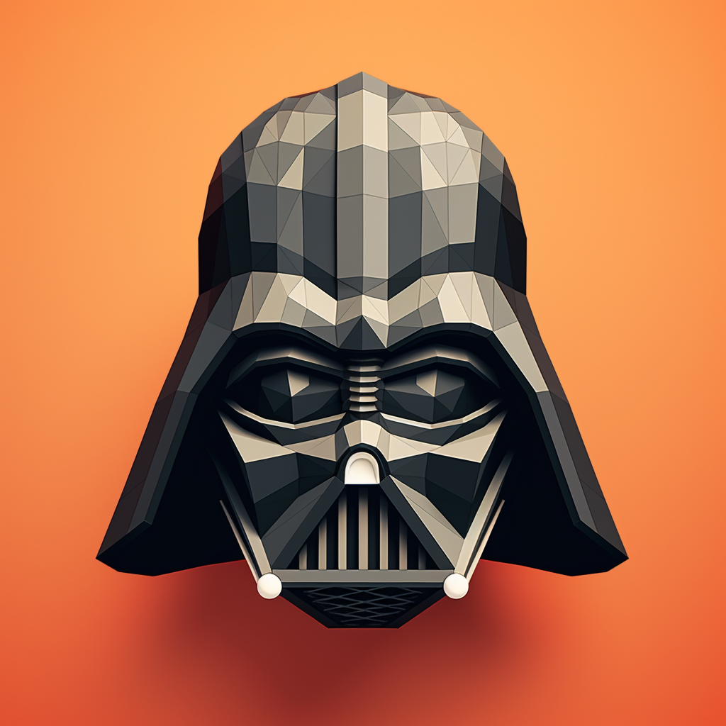 Isometric view of flat Darth Vader head