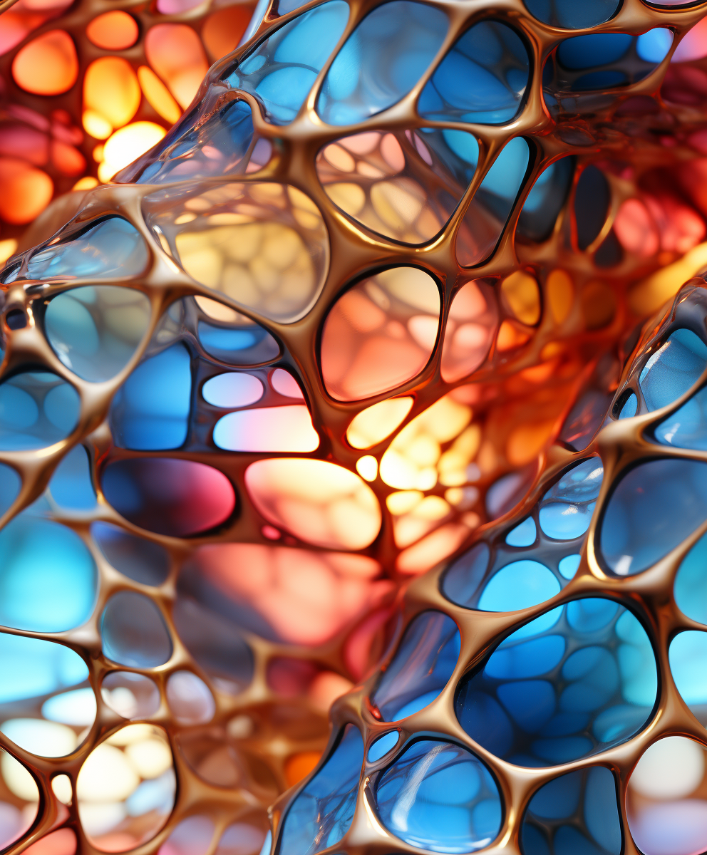 Beautiful Fractal Voronoi Golden Bubbles Artwork