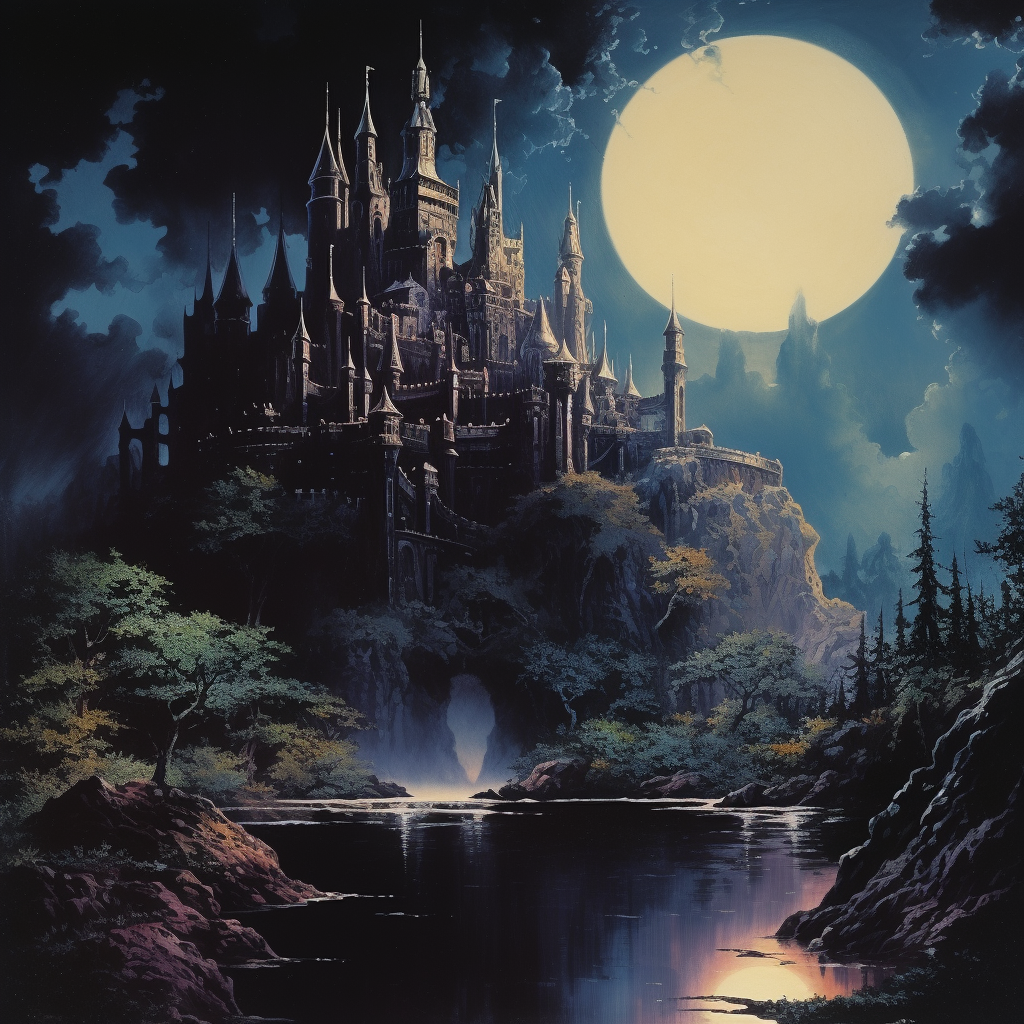 Dark fantasy book cover with floating island castle