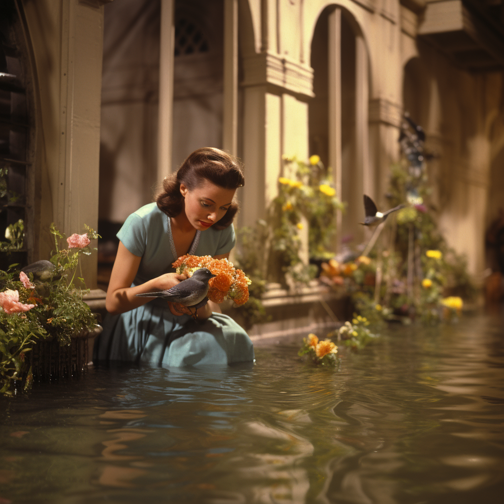 Women Saving Parakeets in Flood