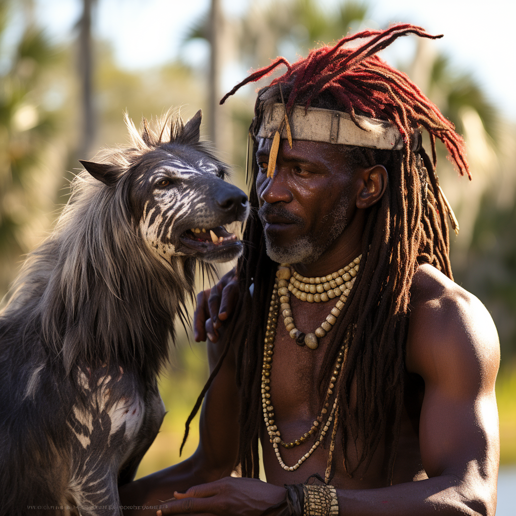 West Indian man resembling a wolf head