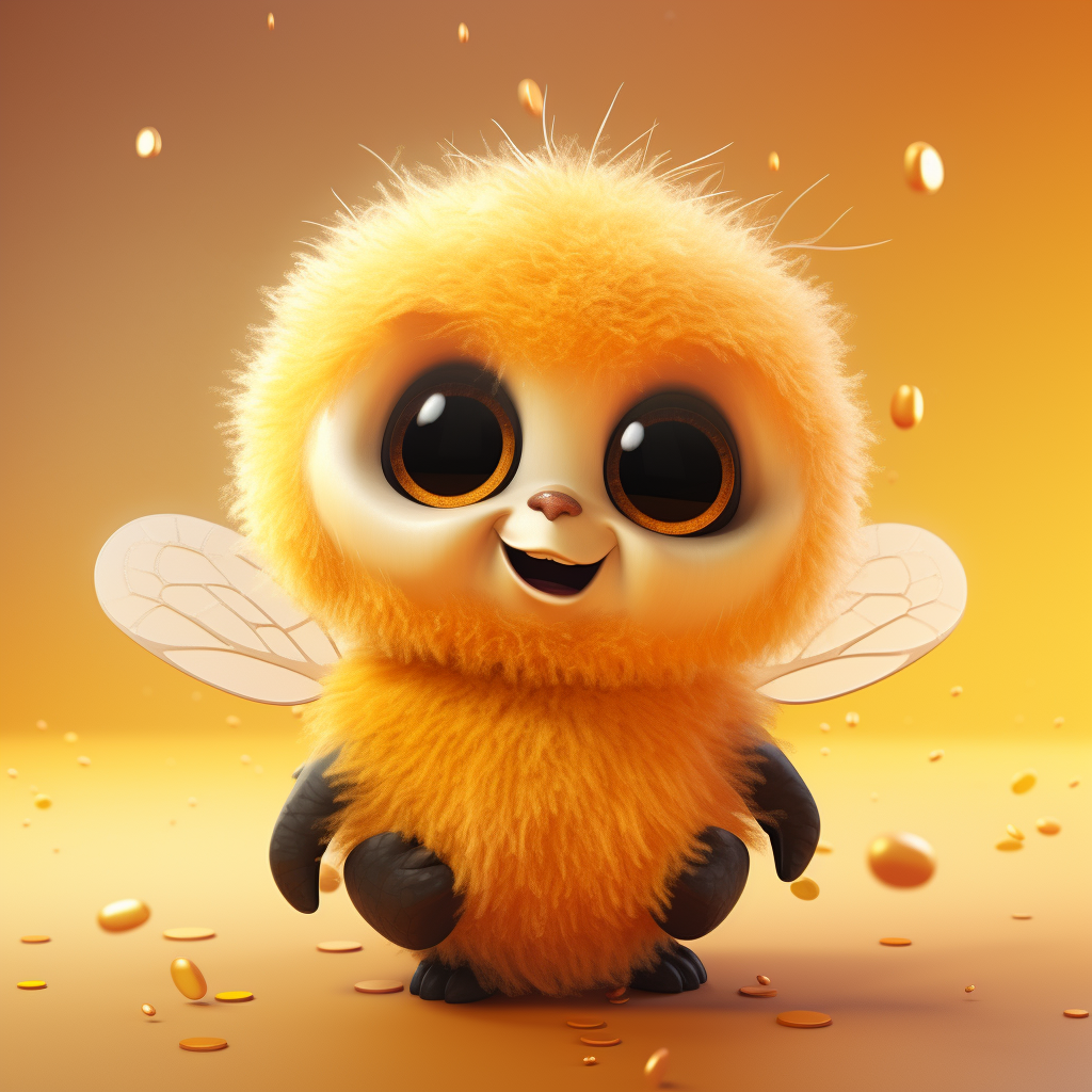 Cute fluffy bumblebee character design