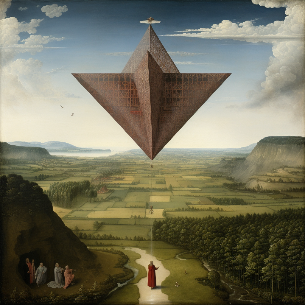 Flying Pyramid Over Landscape  art