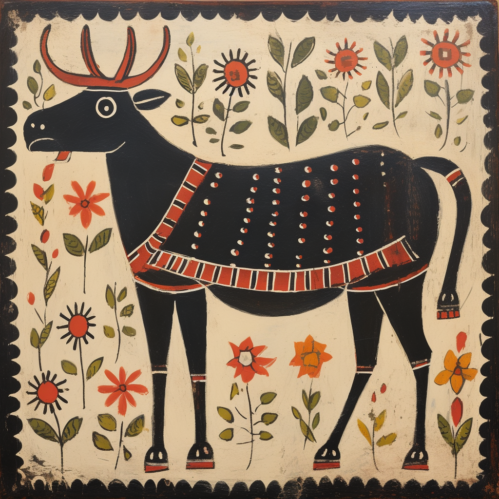 Folk art cow painting