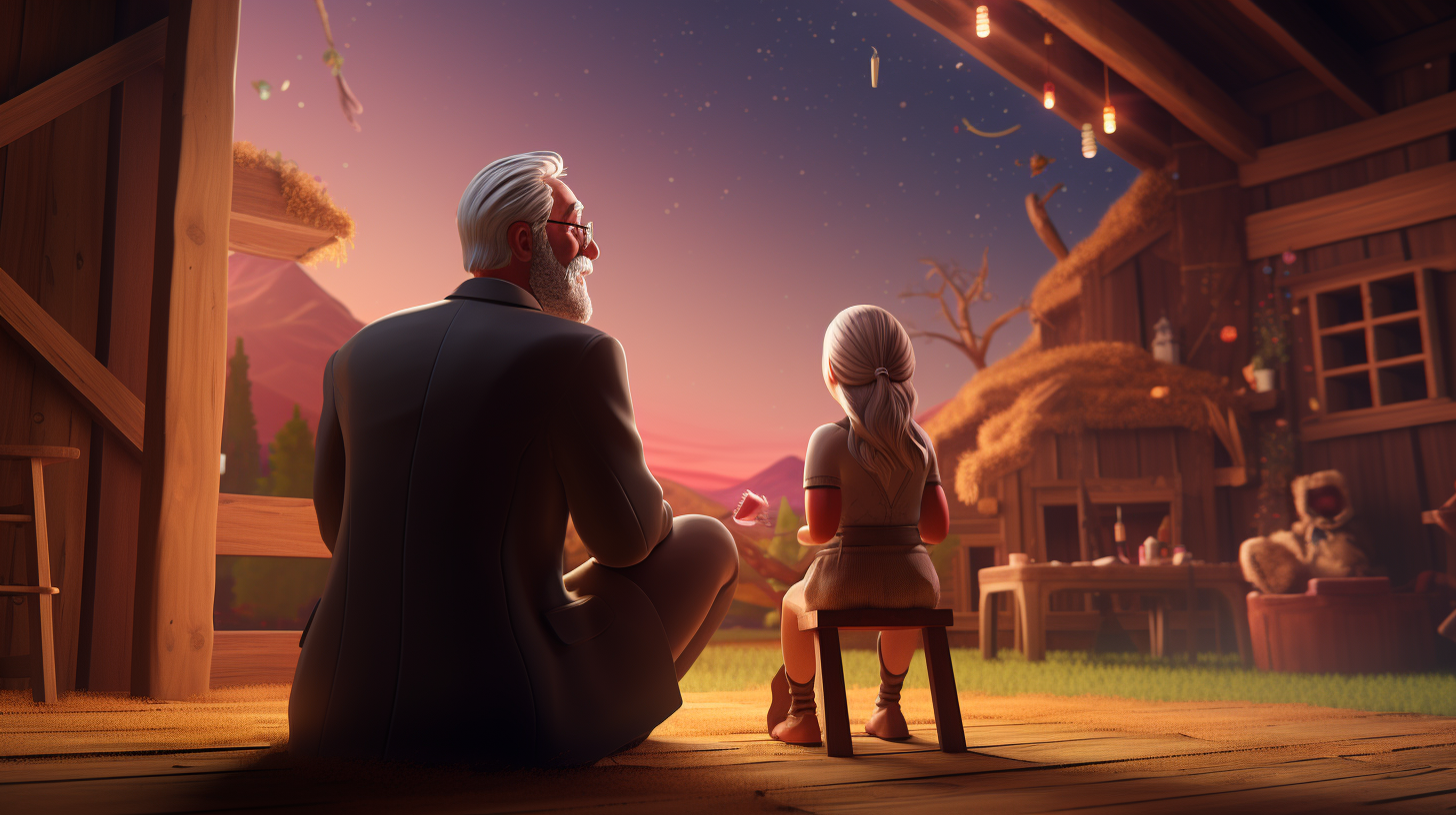 Old Fortnite man watching daughter dance in barn