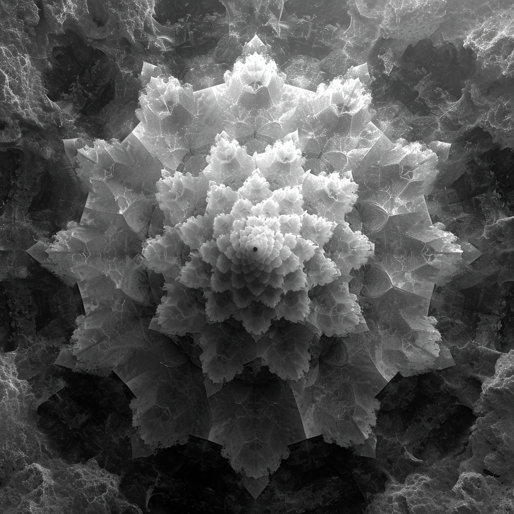 Fractal Mandala Fusion Platonic Solids Monochrome Image