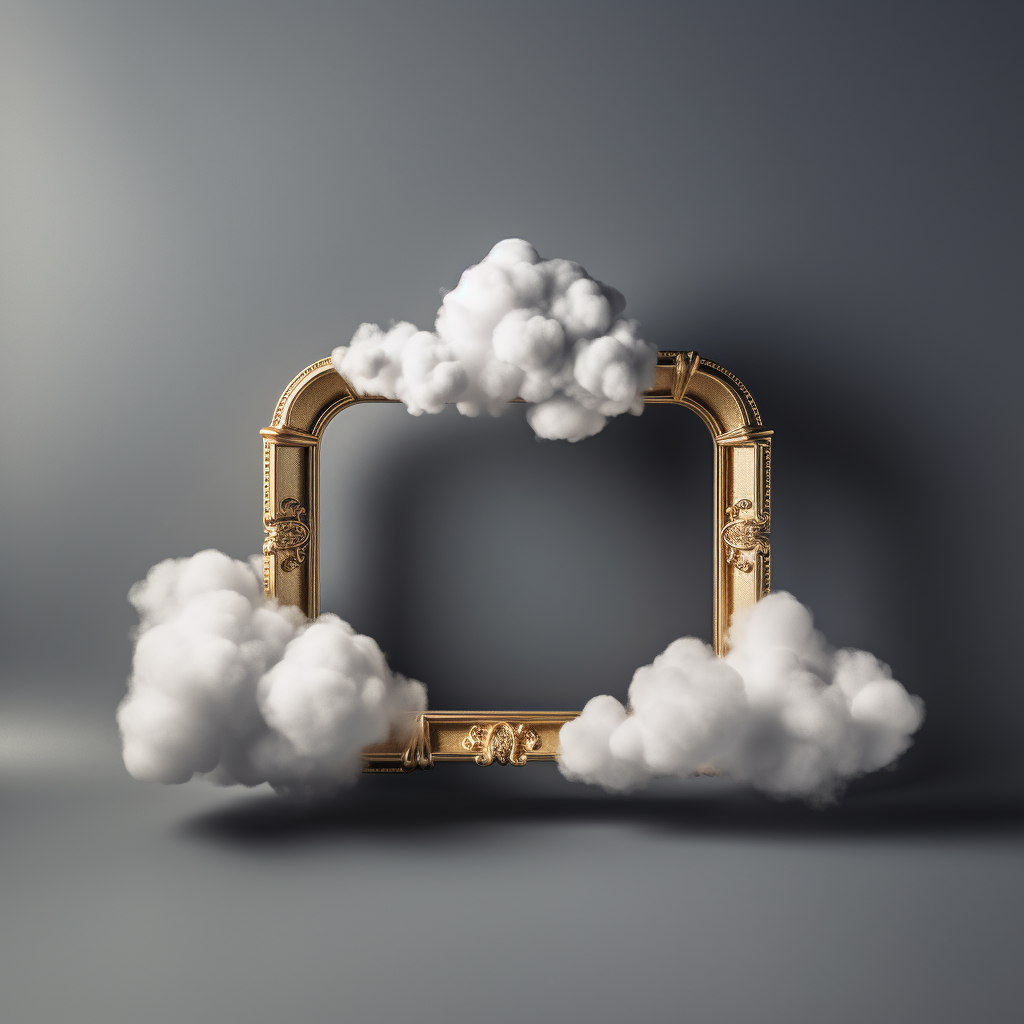 Frame Cloud Stylized Small Shape Grey Background