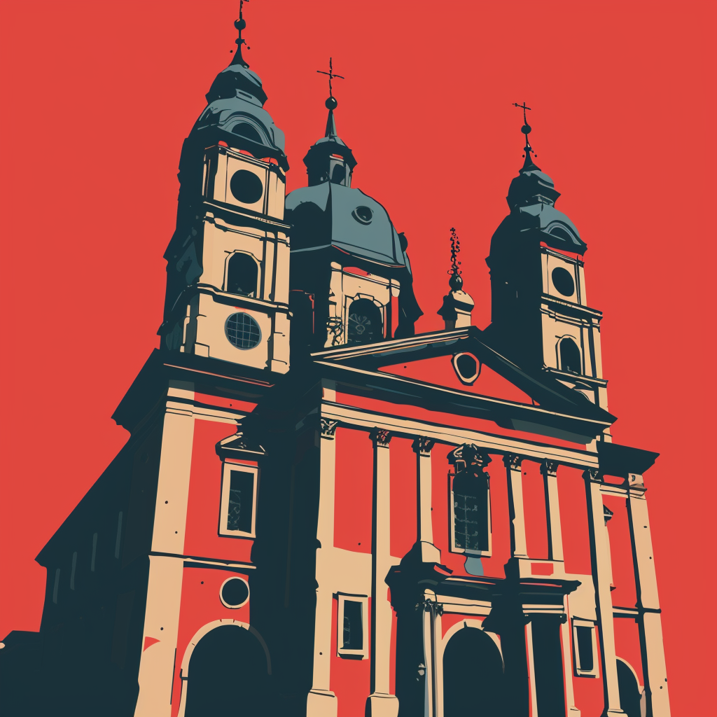 Frauenkirche Lugo Red Palette Vector Image