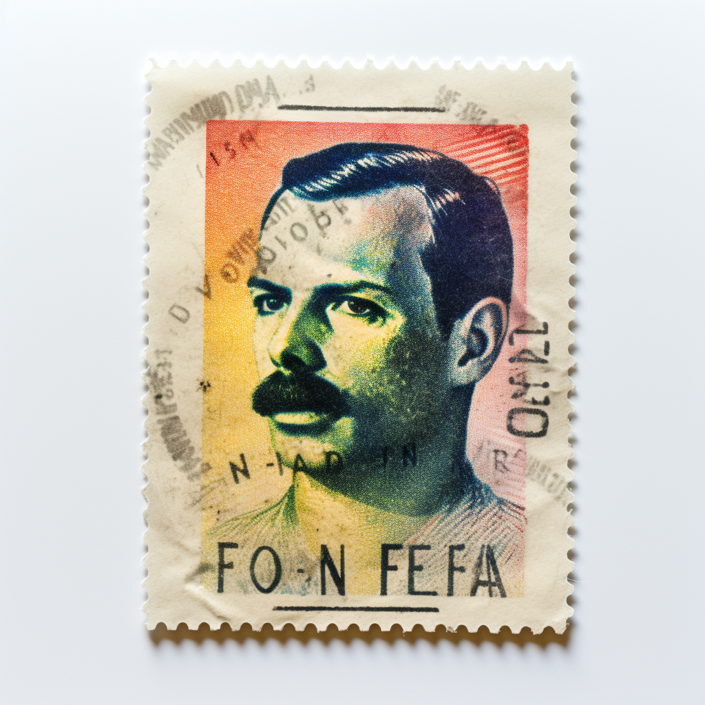 Freddie Mercury on Old Stamp