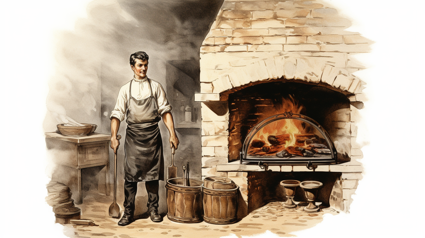 French baker with old stone oven