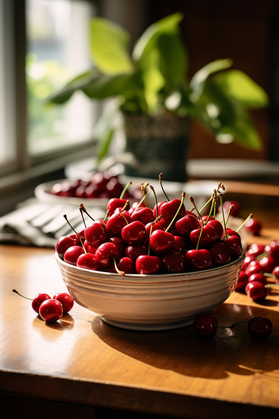 Cherries on Dining Table