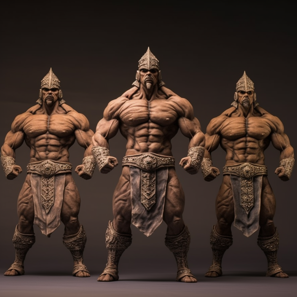 Front view of three wise men bodybuilders