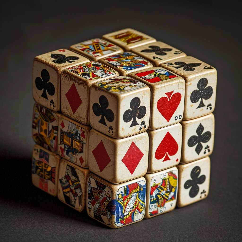 Deck of cards on Rubik's cube