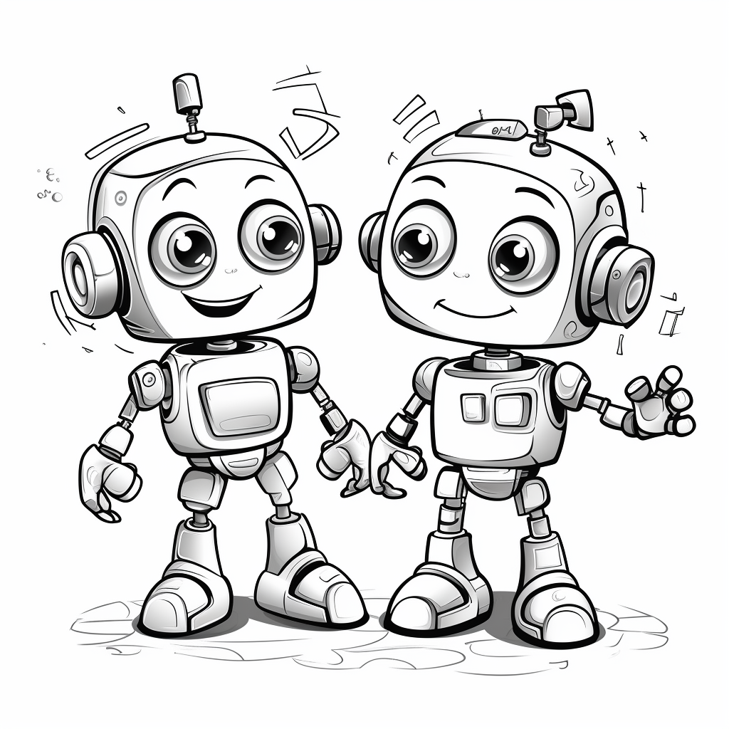 Funny robots coloring page