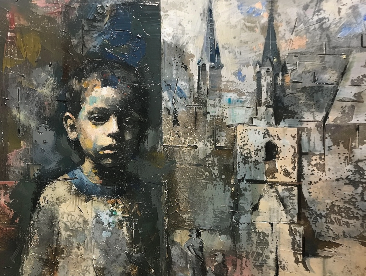 Child and Cathedral Oil Painting