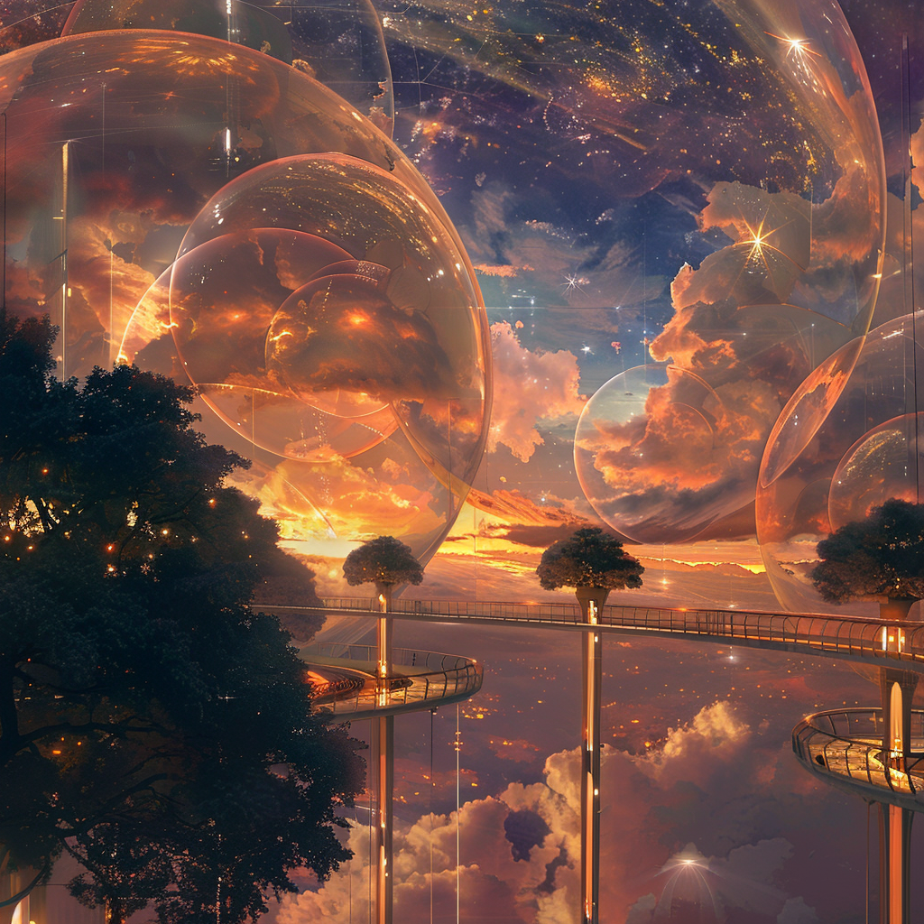 futuristic sky scene with soft colors