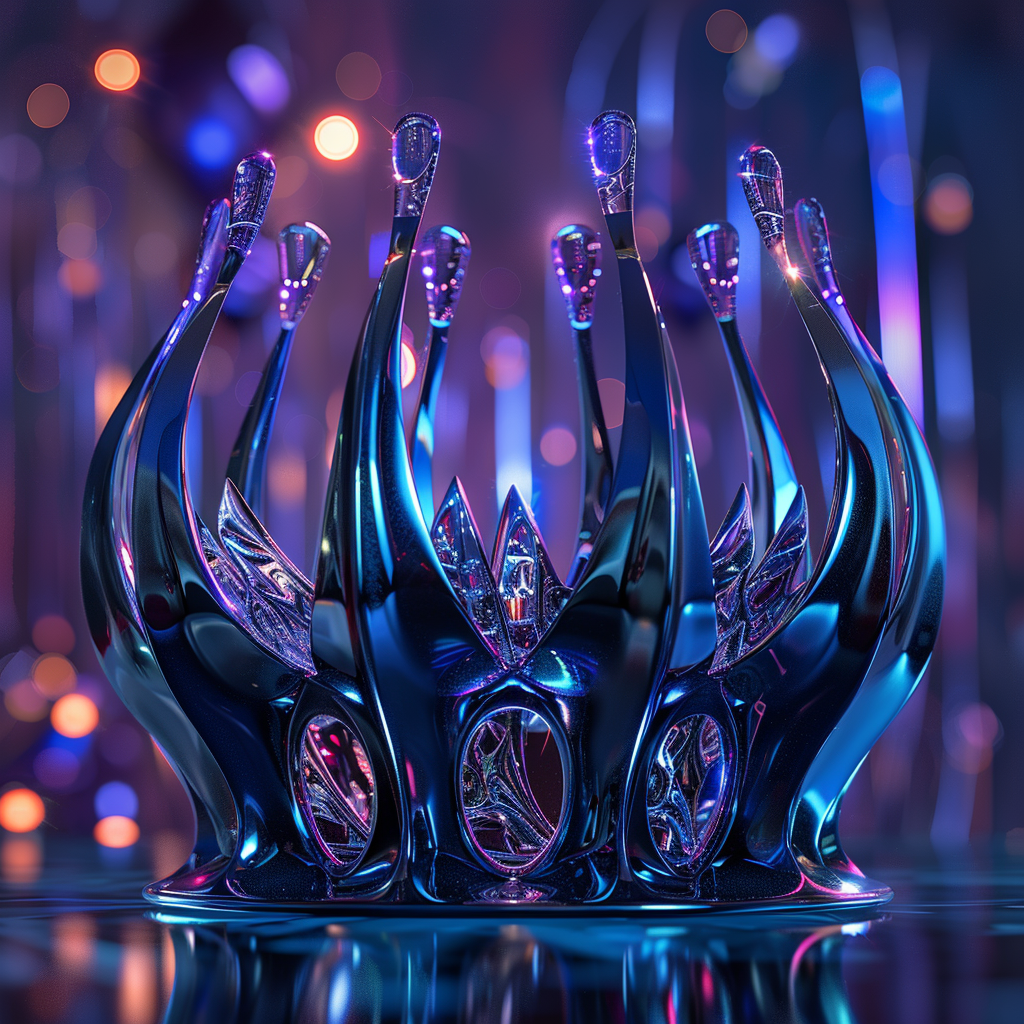 Photorealistic futuristic crown in dramatic lighting