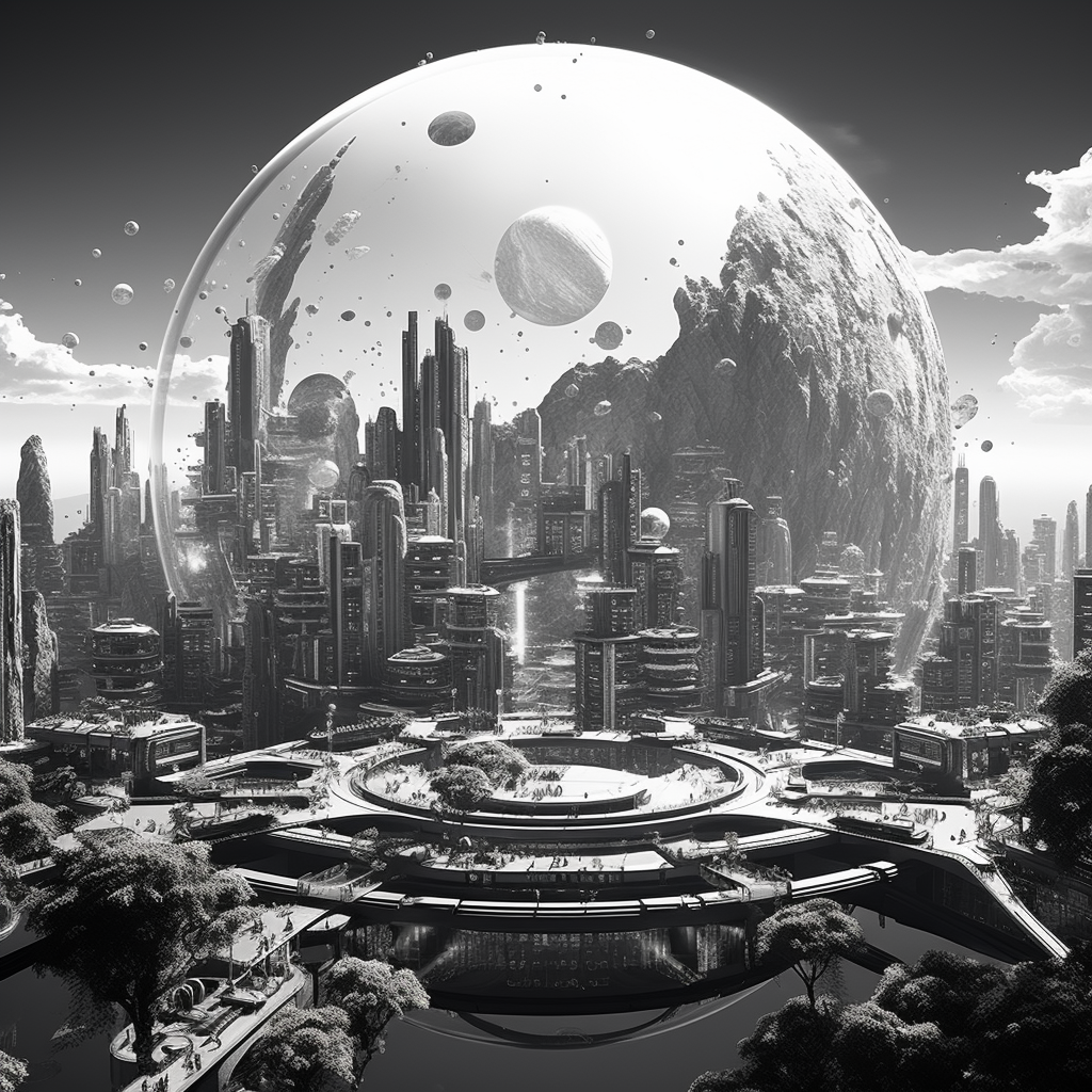 Black and white globe of futuristic games