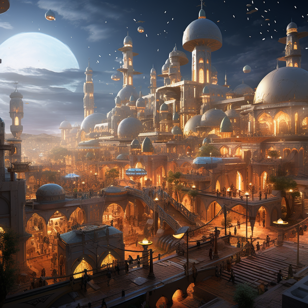 Futuristic Morrocan High Fantasy Cityscape