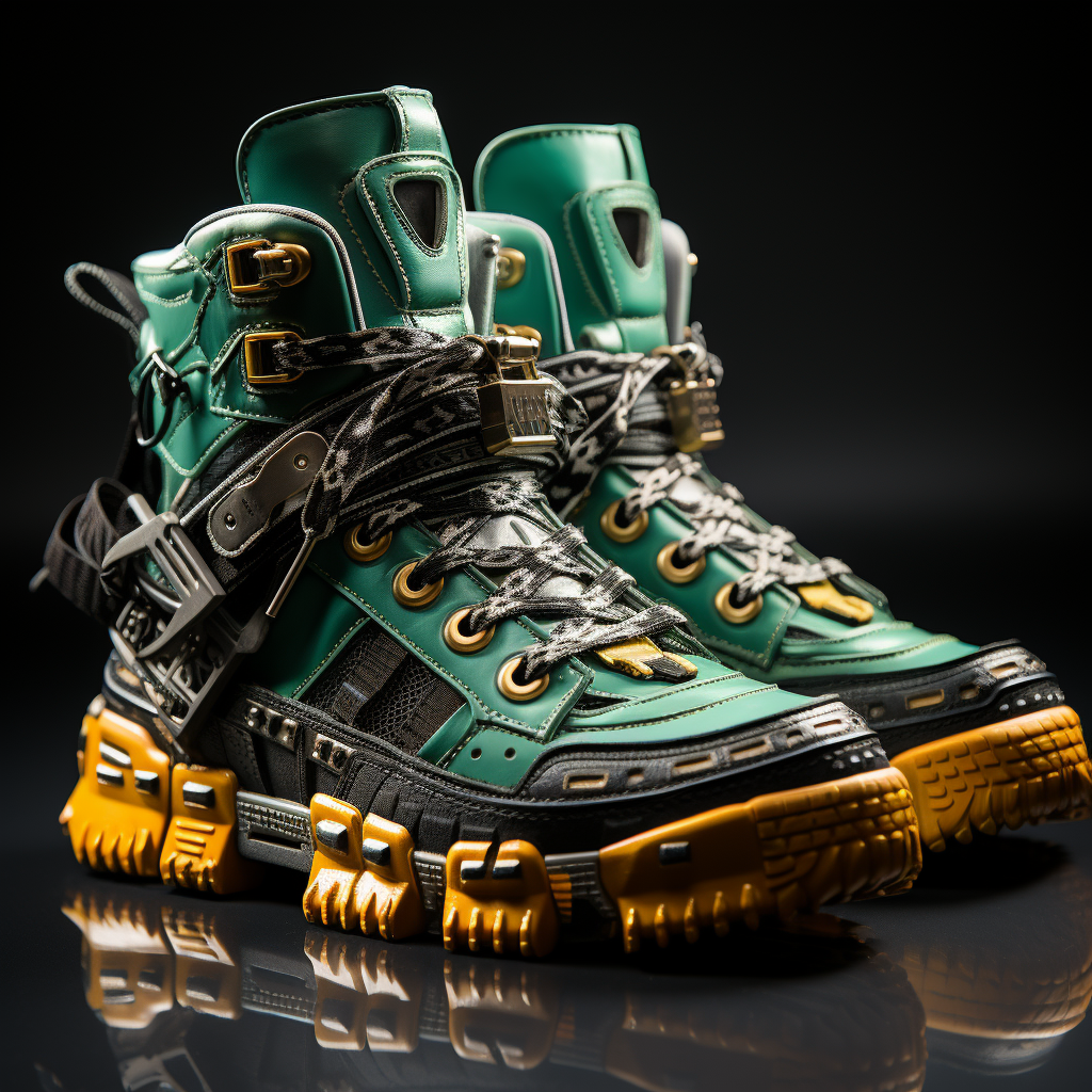 Futuristic Robotic Sneakers in Green and Black