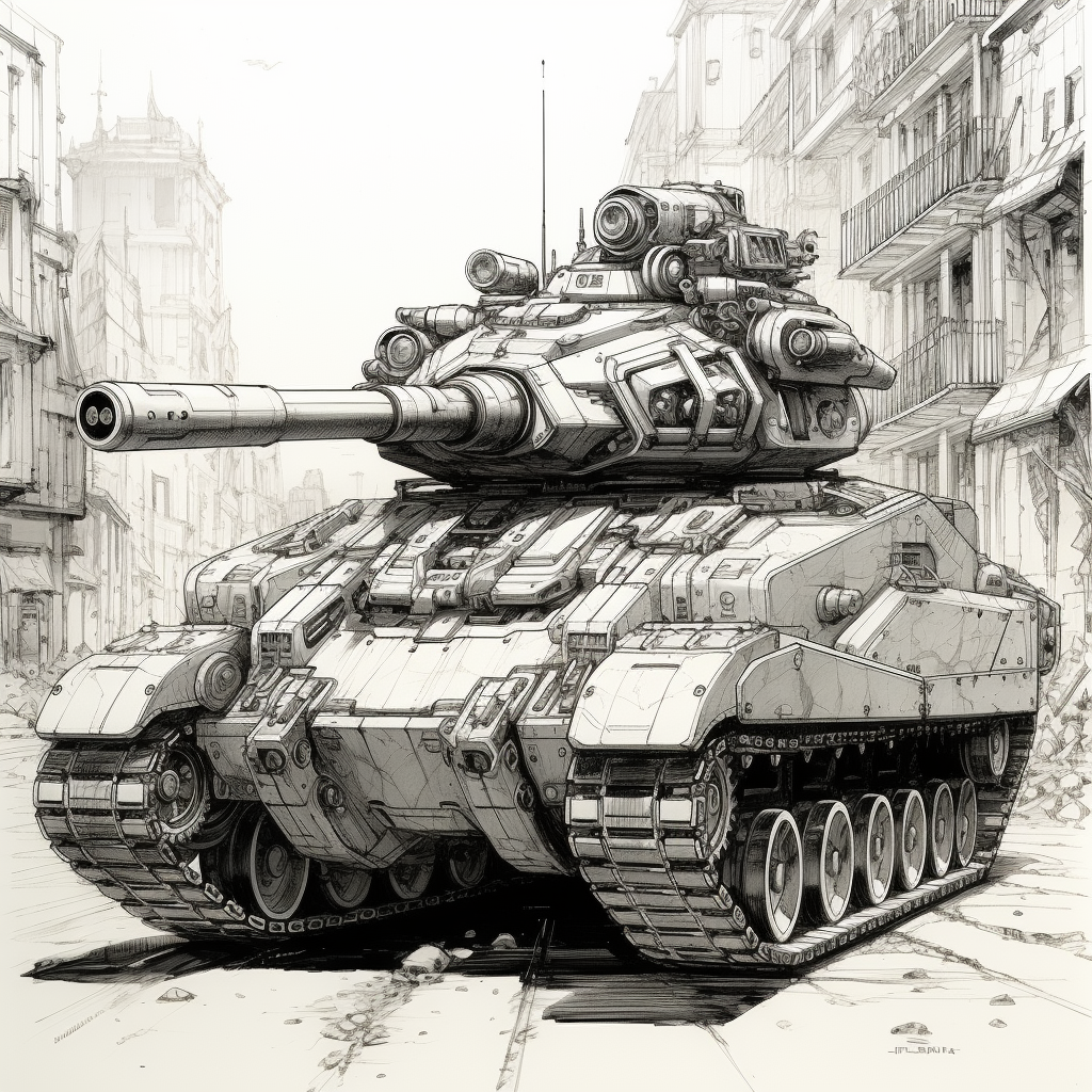 Futuristic tank sketch artwork