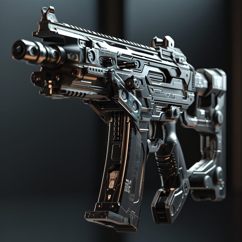 Photorealistic submachine guns for futuristic game