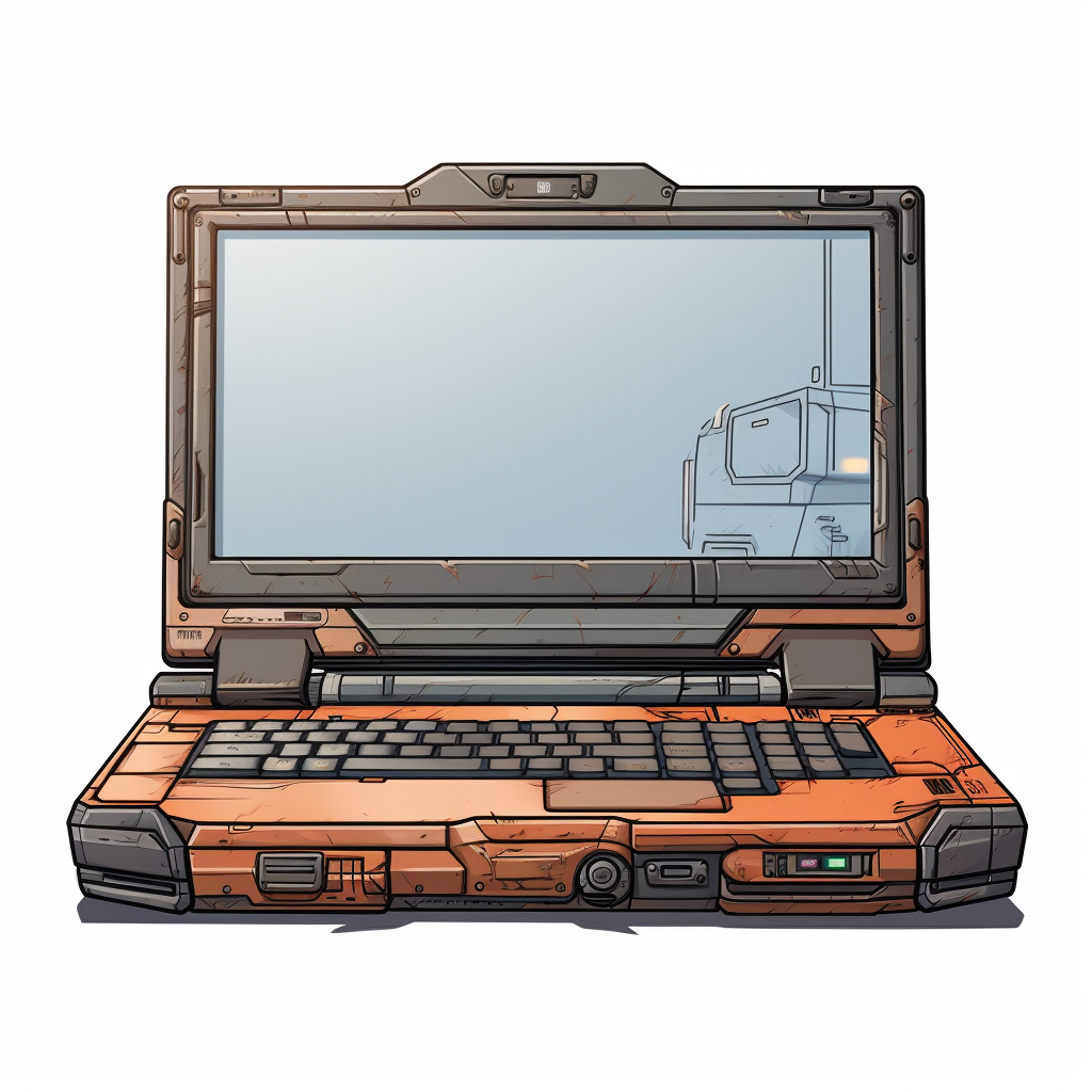 Futuristic laptop on white background