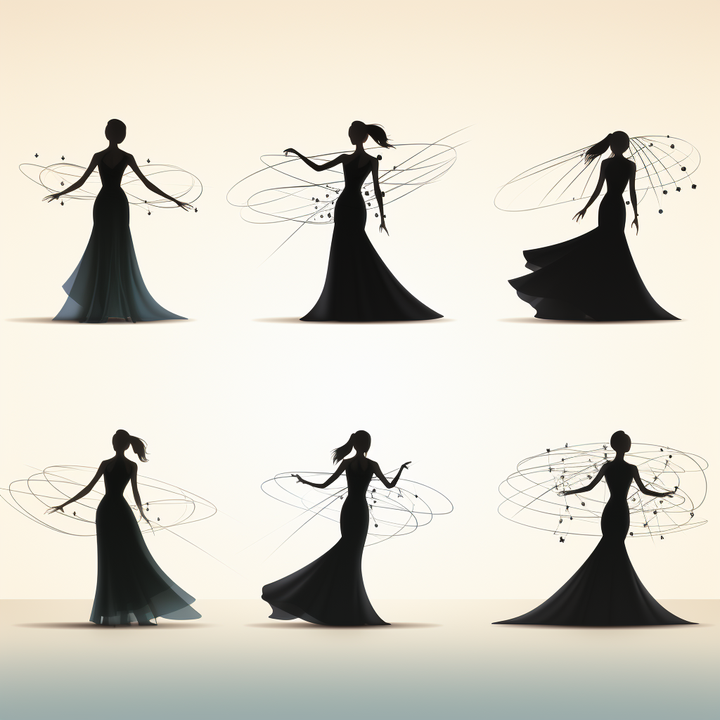 Futuristic silhouettes of people dancing