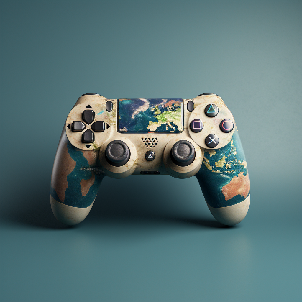 Simplistic gaming controller connected to Earth