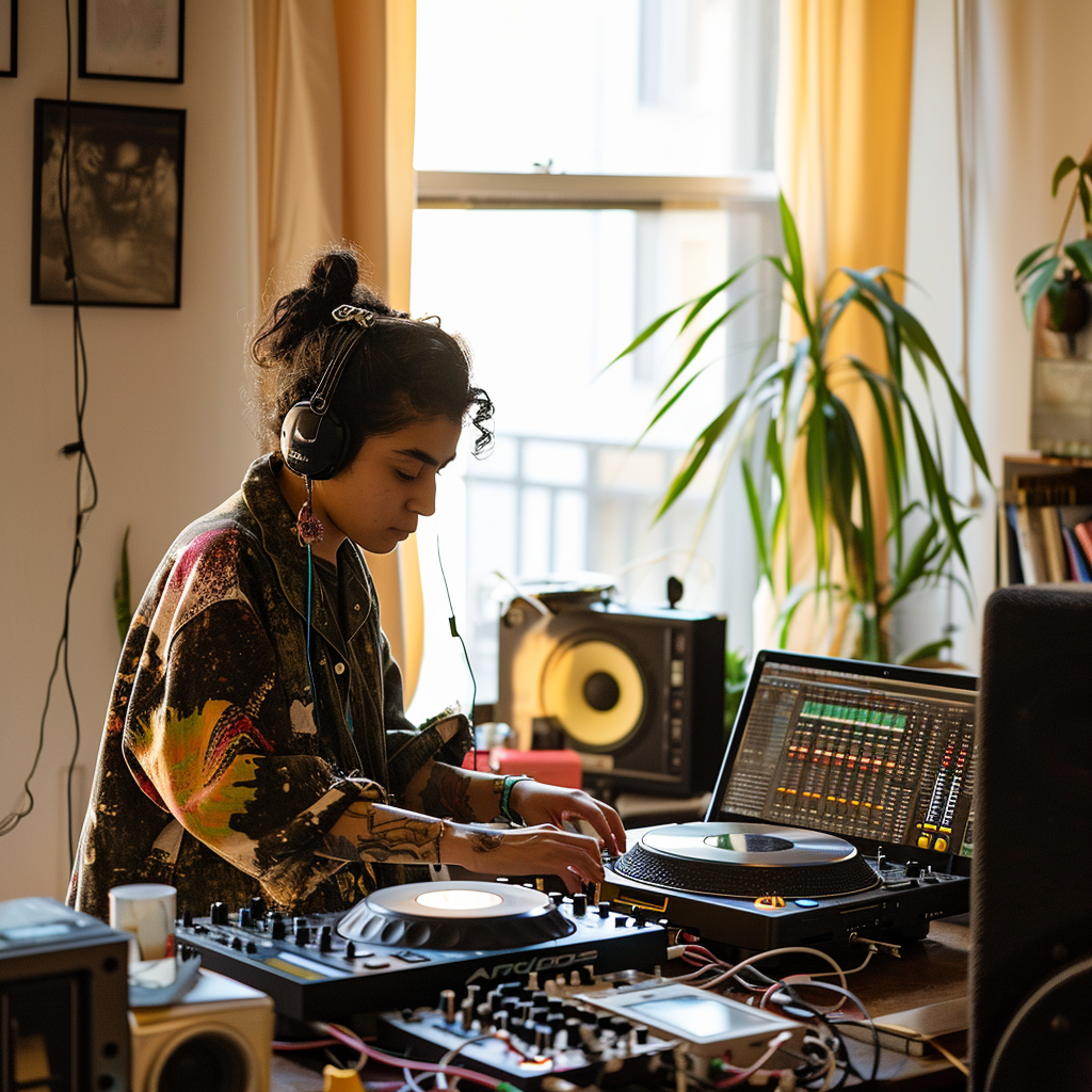 Gen Z Latinx DJ in Room