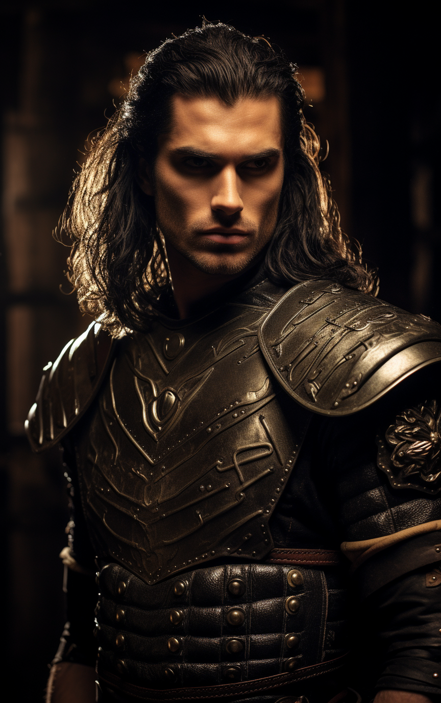 Henry Cavil as Geralt of Rivia in black hair