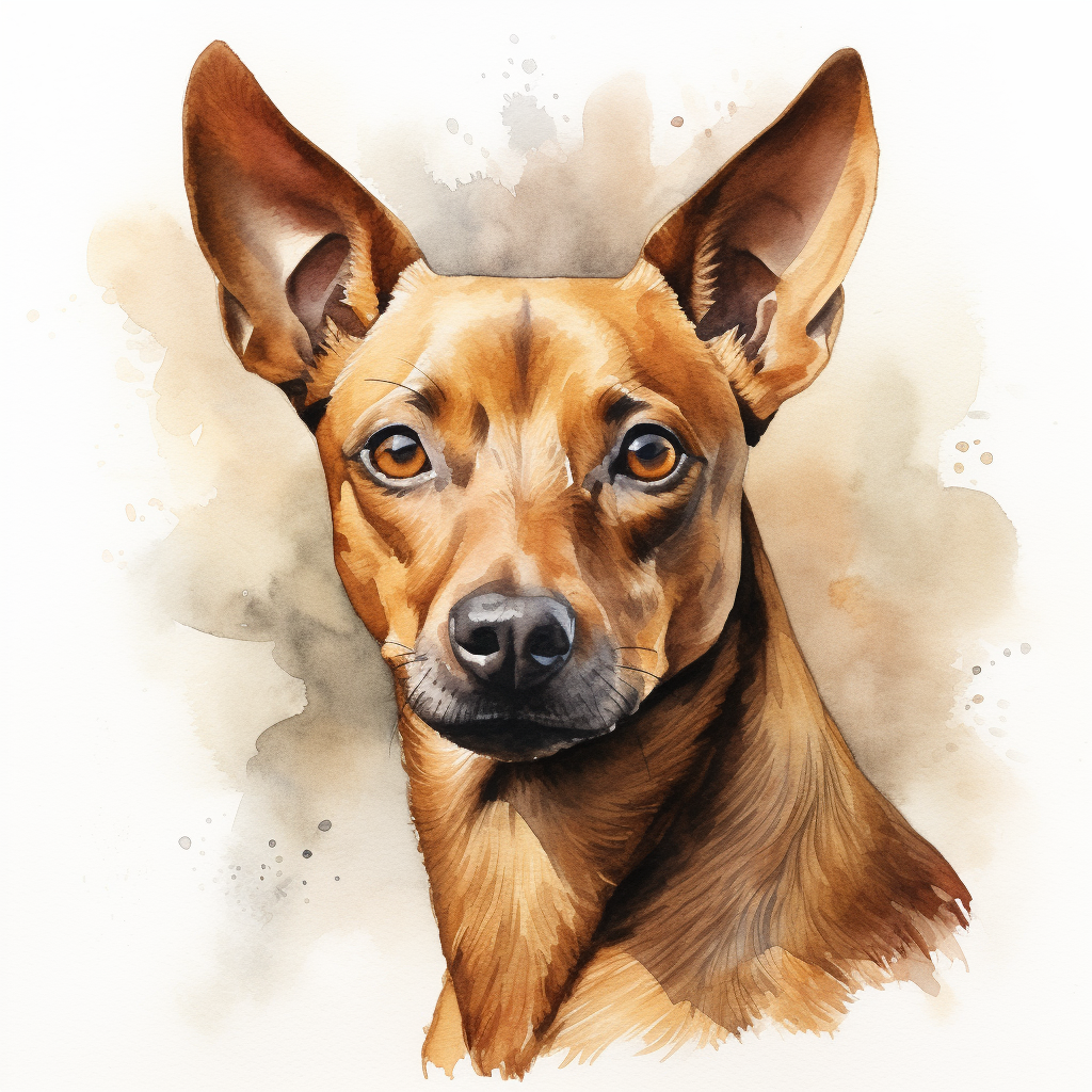 Tan German Pinscher Watercolour Portrait