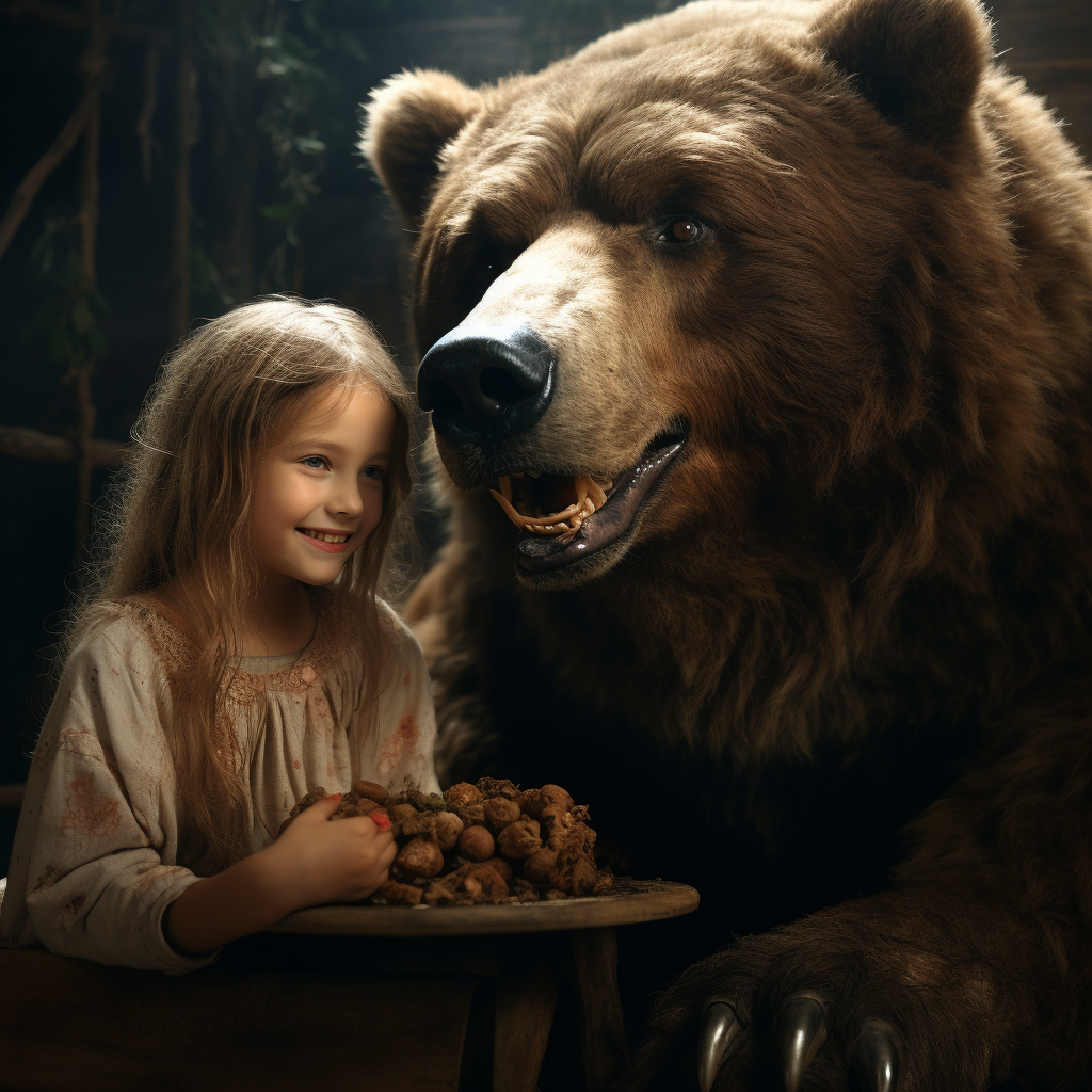 Adorable girl enjoying a bear snack