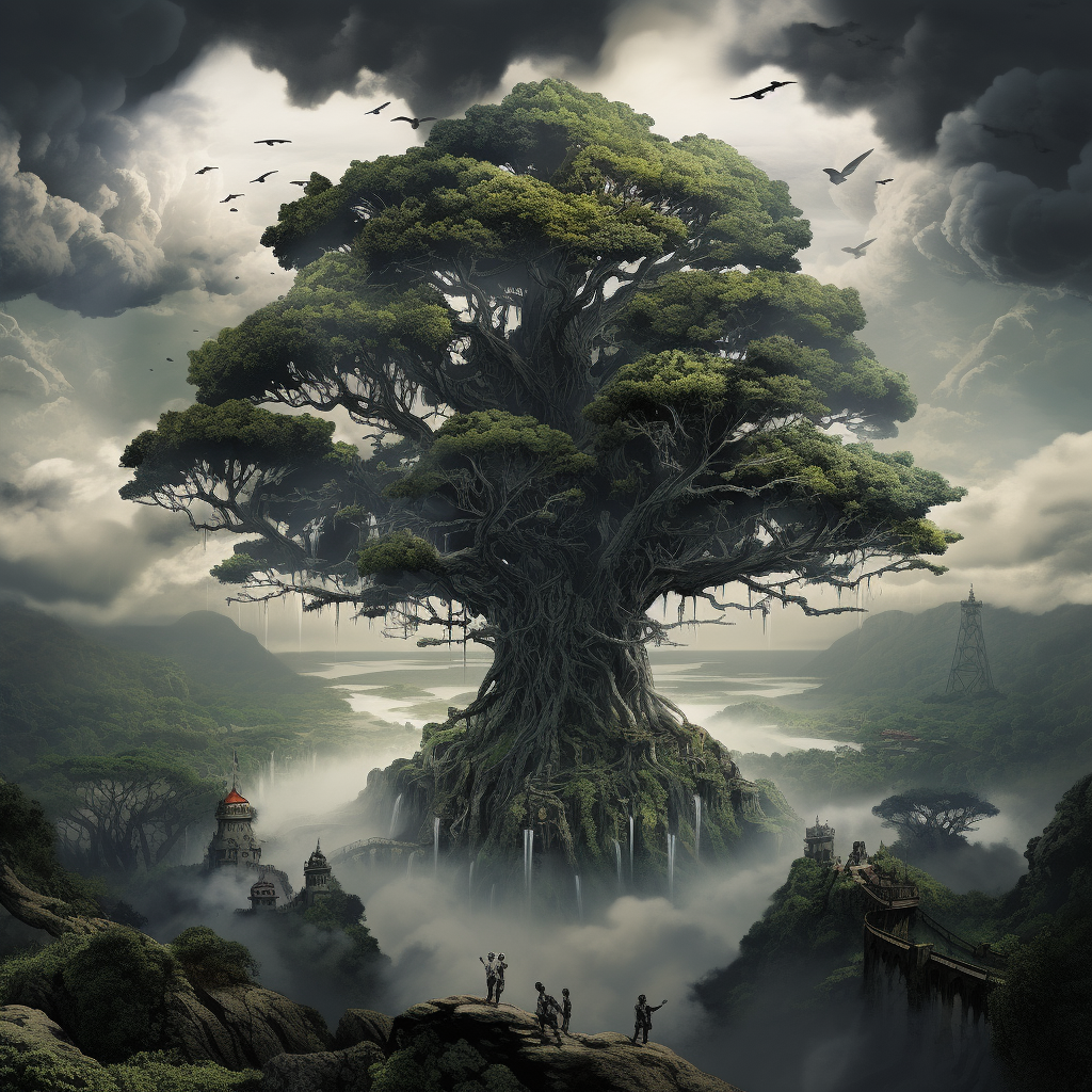 Towering tree with hidden civilization